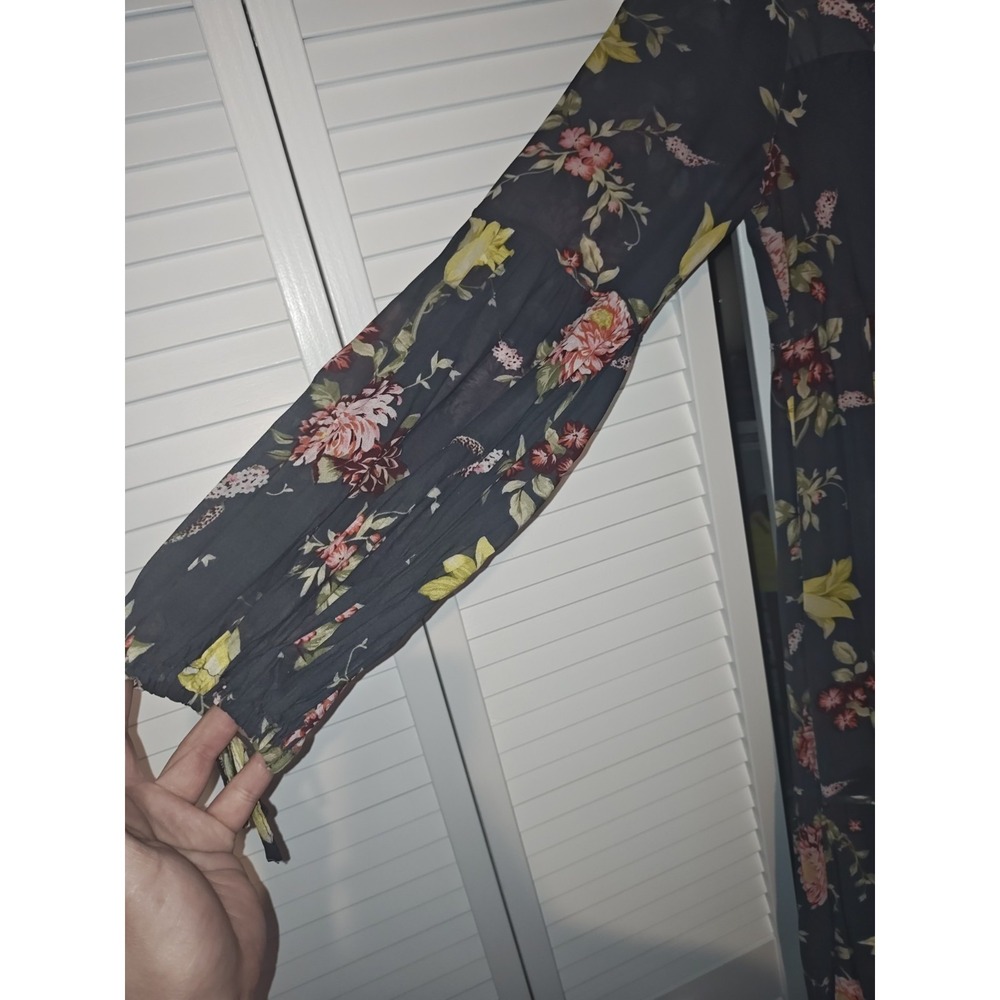 Anthropologie Floral Boho Tiered Midi Dress Cottagecore Long Sleeve Small - Picture 5 of 14